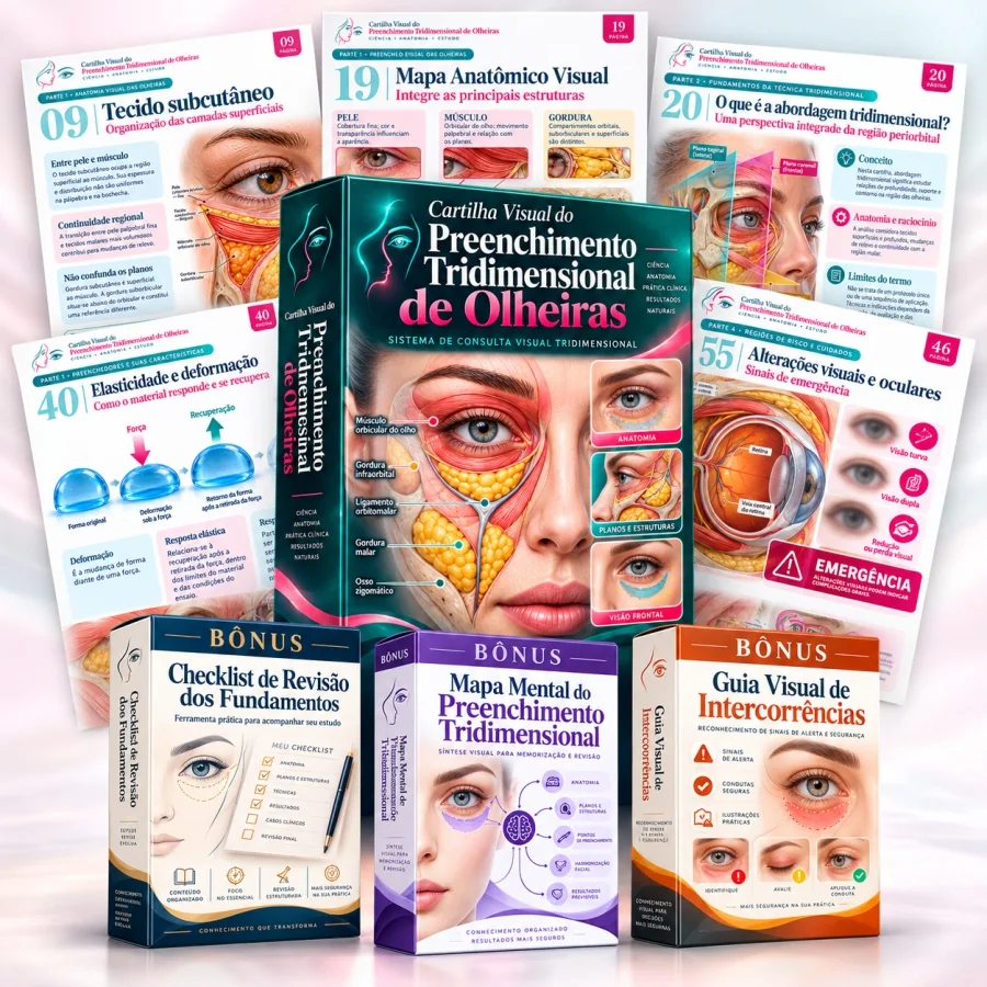 Cartilha Visual do Preenchimento Tridimensional de Olheiras e materiais complementares